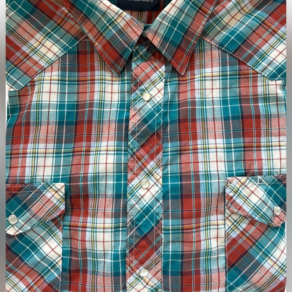 Wrangler western men’s pearl snap plaid shirt size 4X